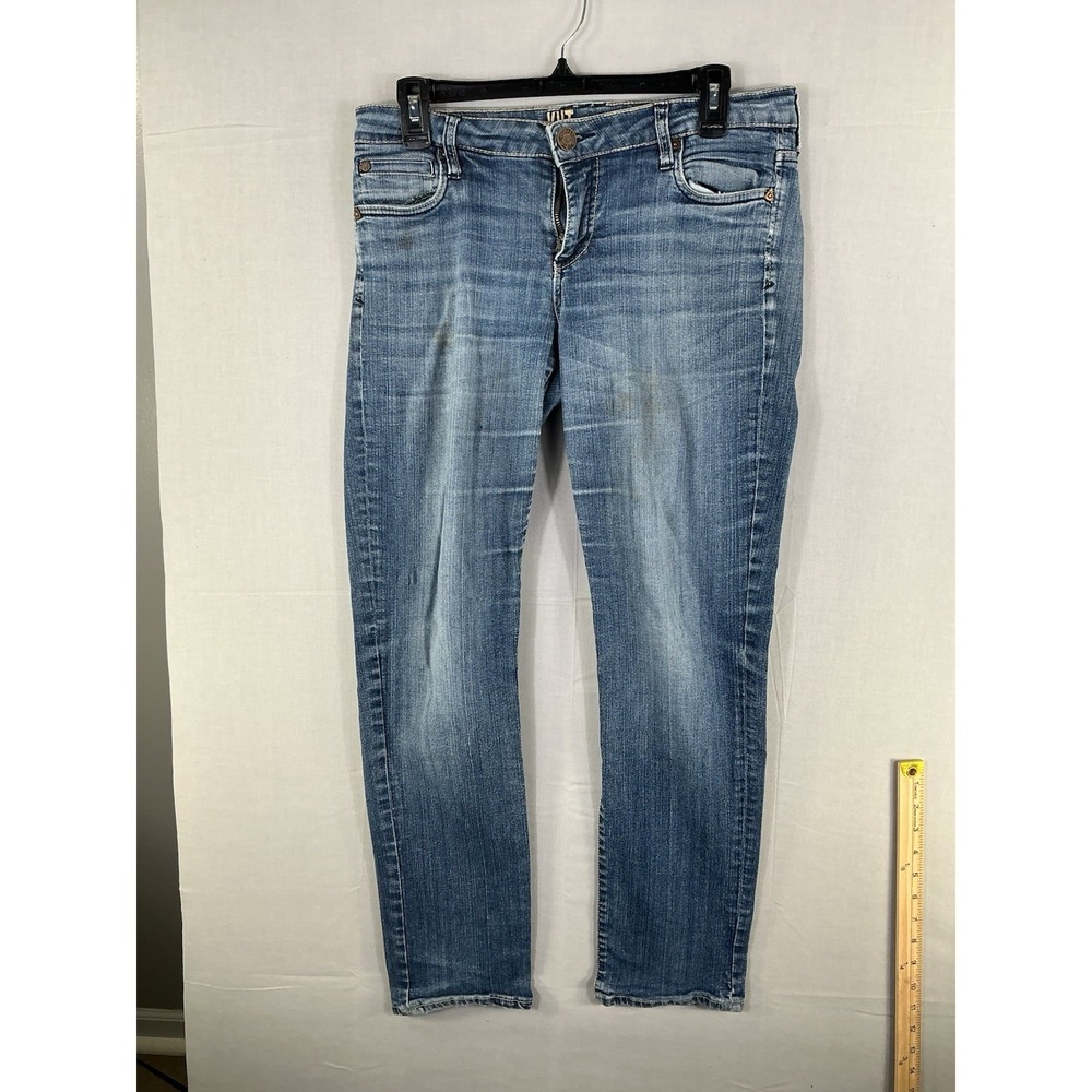 Kut From The Kloth Women's Size 8 Straight Leg Jeans Medium Wash Denim Stained